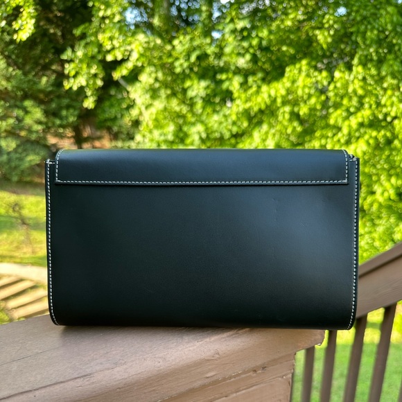 Alberta Di Canio Black Clutch with White Stitching